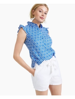 Linen Geometric-Print Top, Created for Macy's