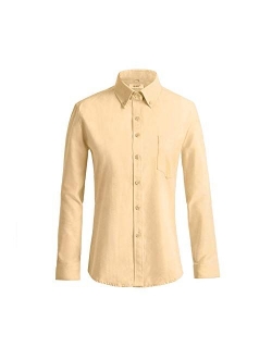 MGWDT Button Down Shirt Women Long Sleeve Blouse Oxford Shirt Classic-Fit Cotton Tops Wrinkle Resistant(2XS-3XL)