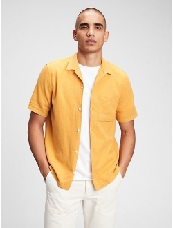 Linen-Cotton Button-Front Shirt