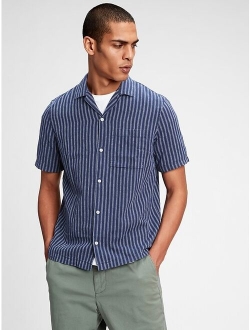 Linen-Cotton Button-Front Shirt