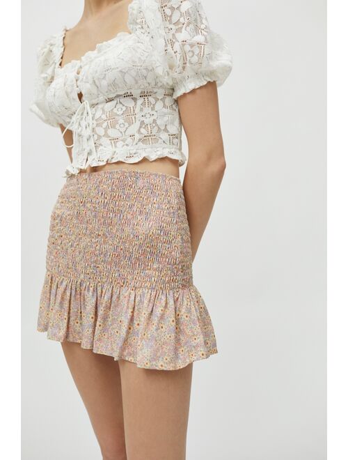 Motel Rylee Smocked Mini Skirt