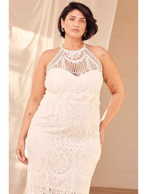 Lulus Magic in the Moment White Lace Tiered Maxi Dress