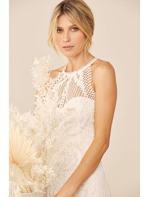 Lulus Magic in the Moment White Lace Tiered Maxi Dress