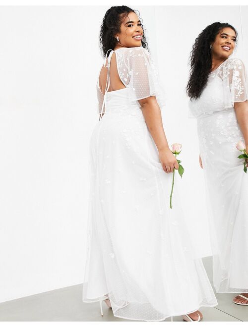 ASOS EDITION Curve Annie floral embroidered flutter sleeve wedding dress