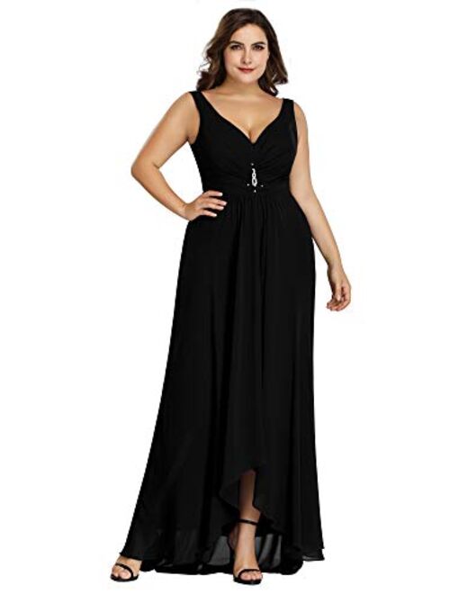 Ever-Pretty Women's V-Neck Hi-Lo Wedding Party Bridesmaid Dresses Plus Size 9983PZ