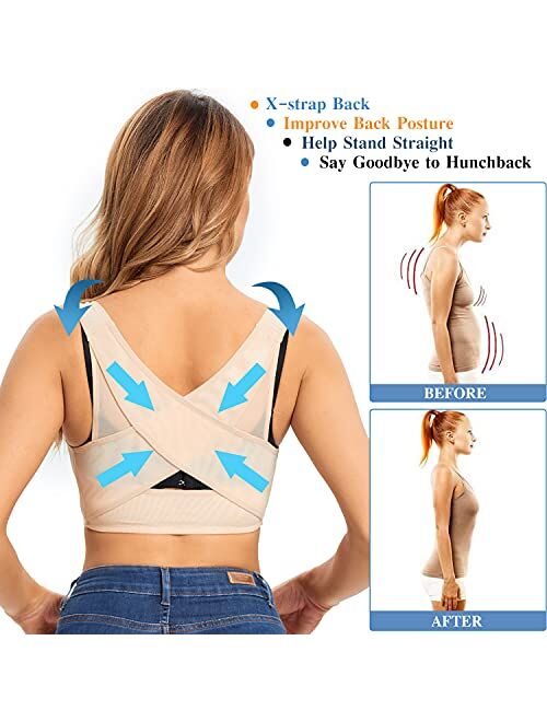 JOYSHAPER Chest Brace Up for Women Posture Corrector Shapewear Tops Back Support Bra X Strap Shaper Vest Tops