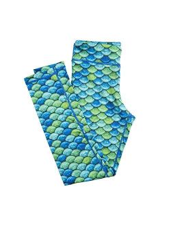 Girls and Kids Mermaid Athletic Leggings for Running and Swimming