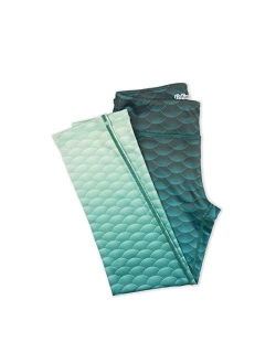 Girls and Kids Mermaid Athletic Leggings for Running and Swimming