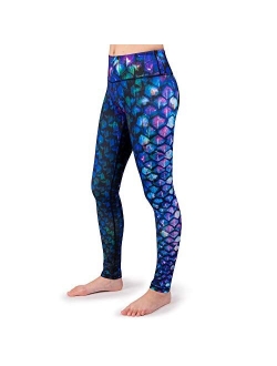 Girls and Kids Mermaid Athletic Leggings for Running and Swimming