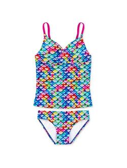Mermaid Scale Coordinating Swimwear for Girls, Tankini Set, Top and Bottom Included, Mermaid Swimsuit for Girls