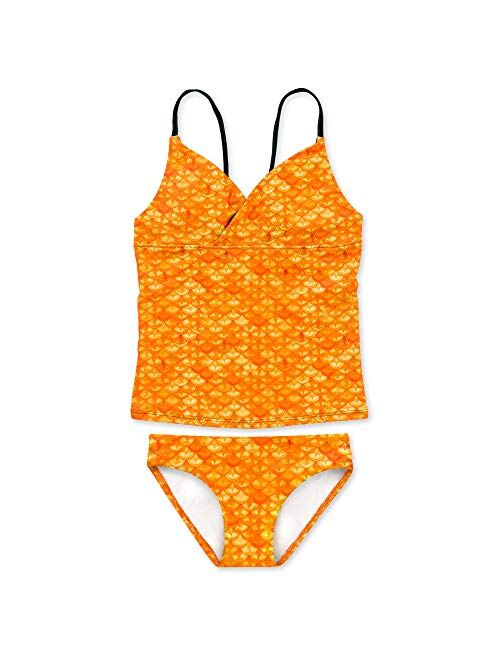 Fin Fun Mermaid Scale Coordinating Swimwear for Girls, Tankini Set, Top and Bottom Included, Mermaid Swimsuit for Girls