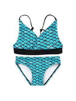 Mermaid Scale Coordinating Swimwear for Girls, Bikini Set, Top and Bottom Included, Mermaid Swimsuit for Girls