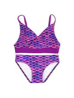 Mermaid Scale Coordinating Swimwear for Girls, Bikini Set, Top and Bottom Included, Mermaid Swimsuit for Girls