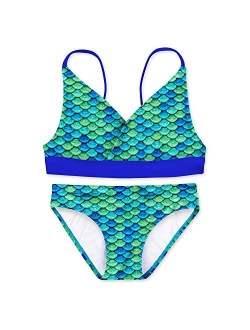 Mermaid Scale Coordinating Swimwear for Girls, Bikini Set, Top and Bottom Included, Mermaid Swimsuit for Girls