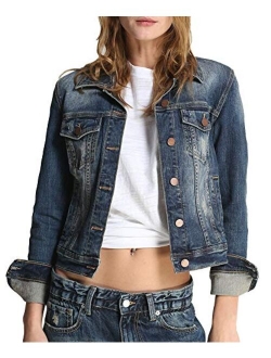 Women Casual Denim Jacket Jeans Tops Half Sleeve Trucker Coat Outerwear Girls Fashion Slim Outercoat Windbreaker