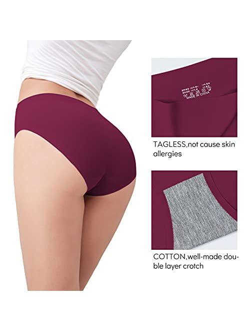 FallSweet No Show High Waist Briefs Underwear For Women Seamless  Panties,Pack Of 6