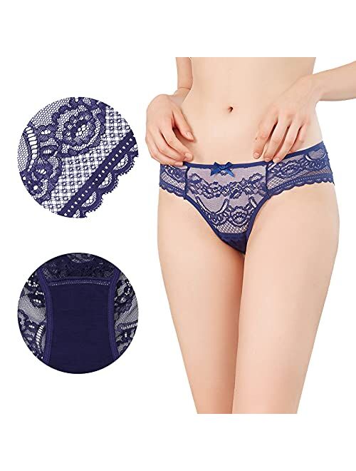 FallSweet Lace Panties for Women Ultra Thin Sexy Lace Underwear Briefs 5-Pack