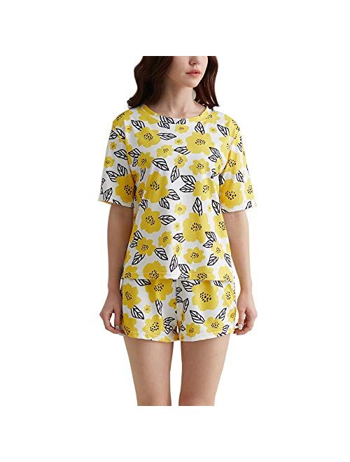 FallSweet Women's Pajamas Set Short Sleeves Printed Sleepwear