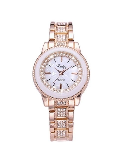 Lady Women Wrist Watch Gold Stainless Steel Crystal SIBOSUN Quartz Dress Bling Bracelet