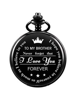 Pocket Watch Men Personalized Chain Quartz to My Brother Engraved