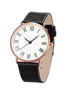 Wrist Watch Mens Ultra-Thin Minimalist SIBOSUN Quartz Leather Strap Classic Roman Numerals Anolog