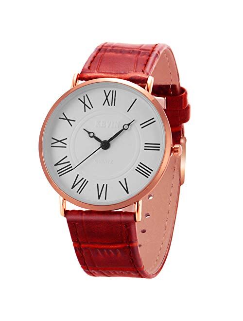 Wrist Watch Mens Ultra-Thin Minimalist SIBOSUN Quartz Leather Strap Classic Roman Numerals Anolog