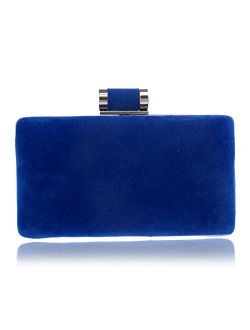 Elegant Velvet Clutch Evening Bags for Women Formal Wedding Party Clutch Purse Prom Cocktail Handbags (Color : Blue)