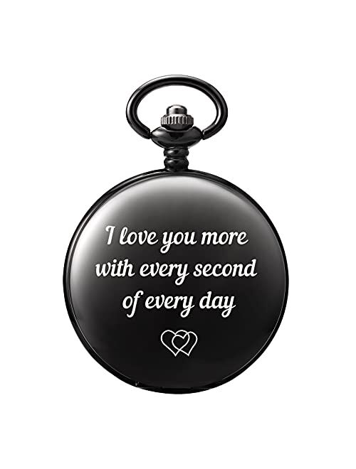 TREEWETO Pocket Watch to Husband Wife Boyfriend Girlfriend Birthday Personalized Engraving Gifts for Men Women Valentine's Day Christmas