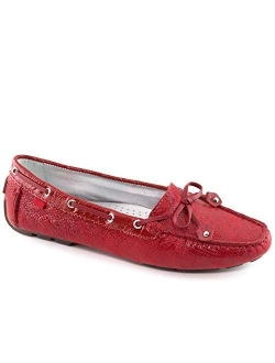 Women's Casual Comfort Genuine Leather Driving Moccasins Classic Tie-Bow Slip On Driving Loafer Flat Shoe