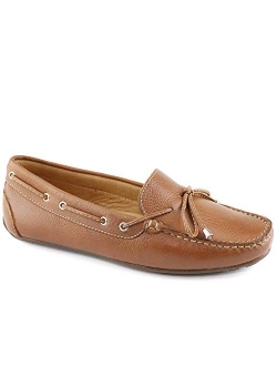 MJNY Womens Casual Comfortable Genuine Leather Lightweight Driving Moccasins Classic Fashion Tiebow Slip On Ladies Driving Loafer Flat Shoes