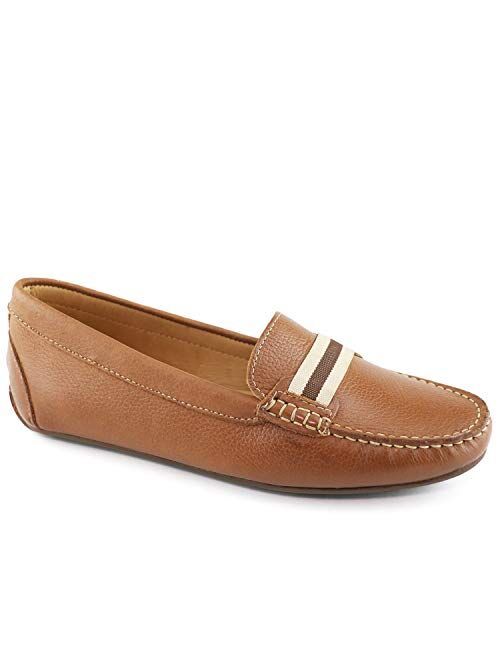 Marc Joseph New York MJNY Womens Casual Comfortable Genuine Leather Lightweight Driving Moccasins Classic Fashion Webstrap Slip On Ladies Driving Loafer Flat Shoes