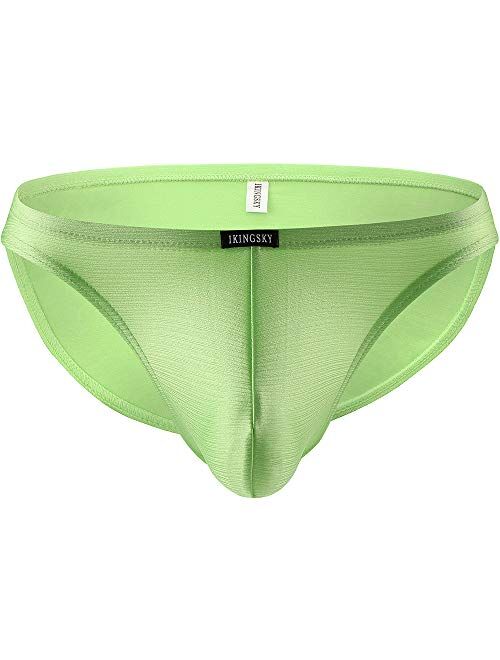 iKingsky Men's Big Pouch Briefs Sexy Bulge Underwear High Stretch Low Rise Mens Under Panties