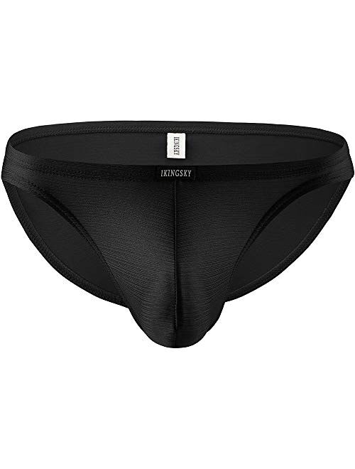 iKingsky Men's Big Pouch Briefs Sexy Bulge Underwear High Stretch Low Rise Mens Under Panties