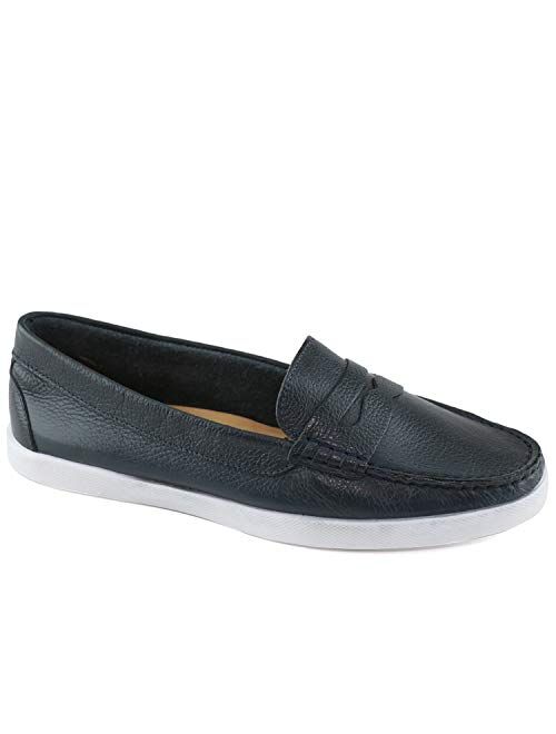 Marc Joseph New York MJNY Womens Casual Comfortable Genuine Leather Lightweight Driving Moccasins Classic Fashion Penny Slip On Ladies Driving Loafer Flat Boat Shoes