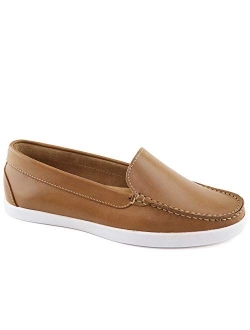 MJNY Womens Casual Comfortable Genuine Leather Lightweight Driving Moccasins Classic Fashion Venetian Slip On Ladies Driving Loafer Flat Boat Shoes