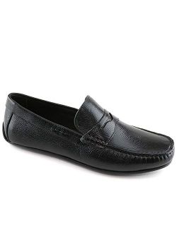 MJNY Mens Casual Comfortable Genuine Leather Lightweight Driving Slip On Penny Loafer