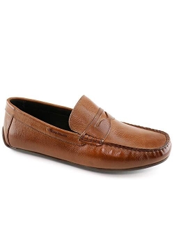 MJNY Mens Casual Comfortable Genuine Leather Lightweight Driving Slip On Penny Loafer