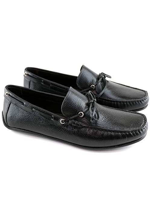 Marc Joseph New York MJNY Mens Casual Comfortable Genuine Leather Lightweight Driving Moccasins Classic Fashion Tie-Bow Loafer Slip On Breathable Driving Loafer