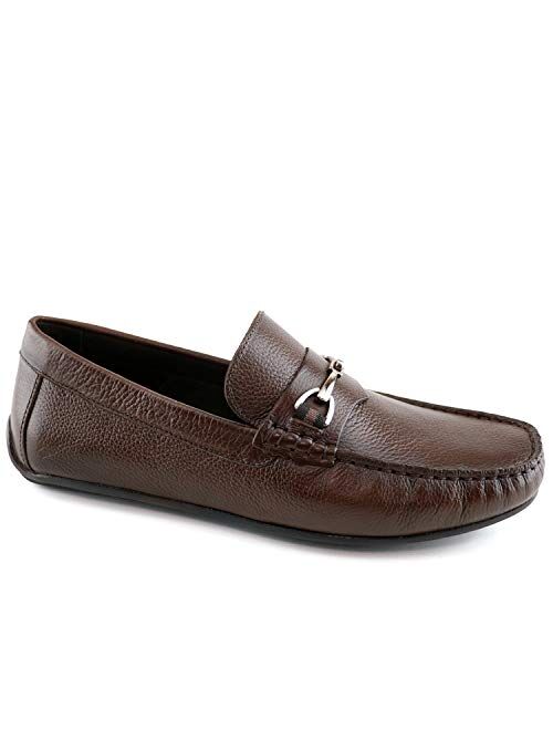 Marc Joseph New York MJNY Mens Casual Comfortable Genuine Leather Lightweight Driving Moccasins Classic Fashion Buckle Loafer Slip On Breathable Driving Loafer