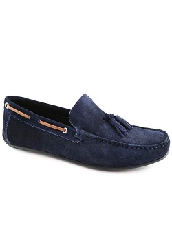 MJNY Mens Casual Comfortable Genuine Leather Lightweight Driving Moccasins Classic Fashion Tassel Loafer Slip On Breathable Driving Loafer