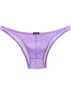Men's Sexy Brazilian Underwear Lace Pouch Bikini Under Panties Half Back Coverage Mens Underwear