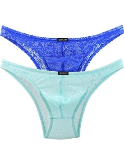 Men's Sexy Brazilian Underwear Lace Pouch Bikini Under Panties Half Back Coverage Mens Underwear