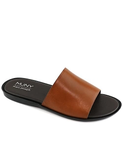 Mens Casual Comfortable Lightweight Fashion Genuine Leather Slip on Slide Indoor and Outdoor Open Sandal Anti Slip Cushion Support Slipper