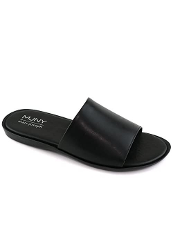 Mens Casual Comfortable Lightweight Fashion Genuine Leather Slip on Slide Indoor and Outdoor Open Sandal Anti Slip Cushion Support Slipper