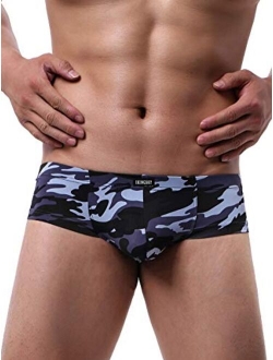 Men's Camouflage Cheeky Boxer Briefs Sexy Mini Cheek Thong Underwear Stretch Brazilian Back Mens under Panties