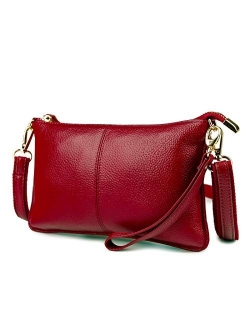 Genuine Leather Clutch Wallet for Women Wristlet Envelop Small Crossbody Purse Card Shoulder Bag