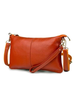 Genuine Leather Clutch Wallet for Women Wristlet Envelop Small Crossbody Purse Card Shoulder Bag