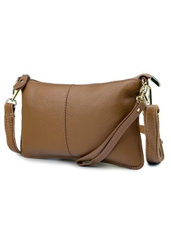 Genuine Leather Clutch Wallet for Women Wristlet Envelop Small Crossbody Purse Card Shoulder Bag