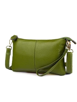 Genuine Leather Clutch Wallet for Women Wristlet Envelop Small Crossbody Purse Card Shoulder Bag