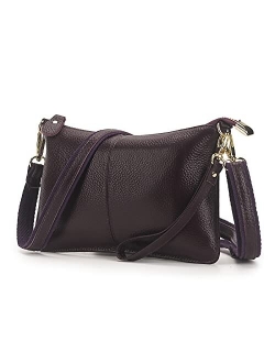 Genuine Leather Clutch Wallet for Women Wristlet Envelop Small Crossbody Purse Card Shoulder Bag